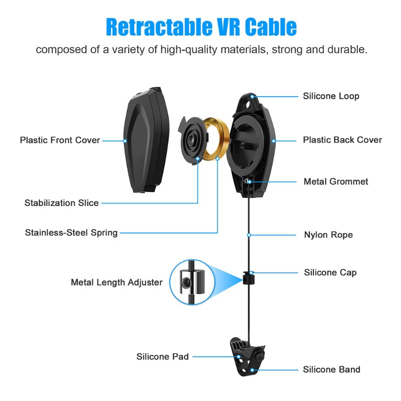 CRE  Retractable Ceiling Pulley System for Oculus Quest 2/Rift/Rift S/V alve Index/HTC -V ive/-V ive Pro Reverb G2/PSVR Link Cable