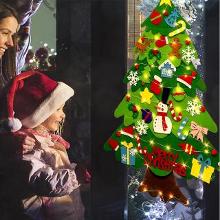 DIY Felt Christmas Tree With Ornaments String Light