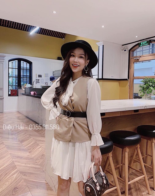 [FREE SHIP] Set Gile + Váy Voan Kèm Belt Cao cấp (Kèm Video + Ảnh Thật)