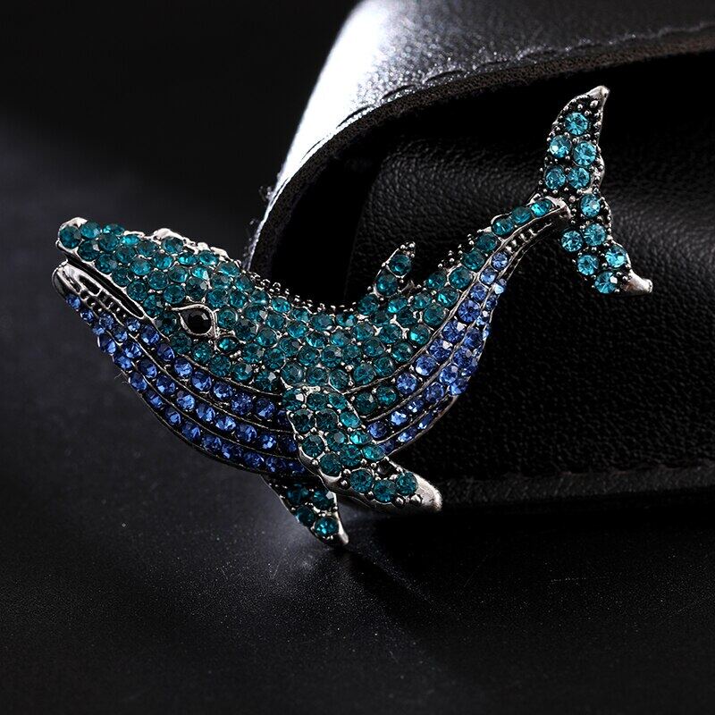 Ghim Cài Áo Hình Cá Heo Đính Đá Nhân Tạo Thời Trang Cho Nữ