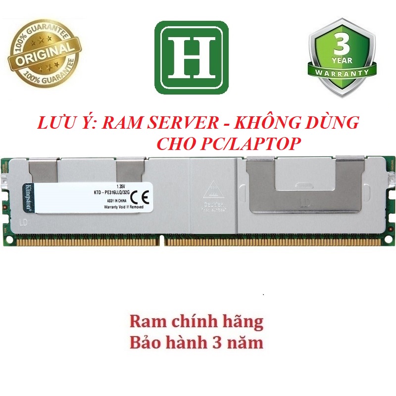 RAM SERVER 32GB DDR3L 1600Mhz ECC LRDIMM Ram New chính hãng Kingston, bảo hành 3 năm