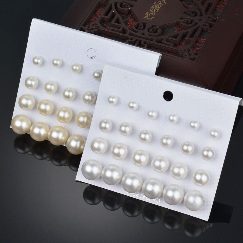 Set 24 bông tai đính ngọc trai giả xinh xắn cho nữ