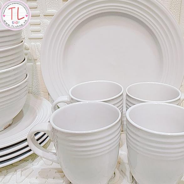 BỘ TÔ LY DĨA LỚN DĨA TRUNG 16 CÁI BẰNG SỨ