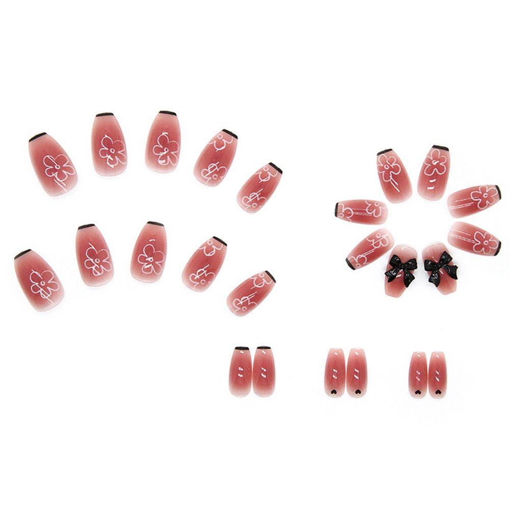 MIHAN1 Hộp 24 Móng Tay Giả Đầu Tròn / Vuông Che Phủ Toàn Diện