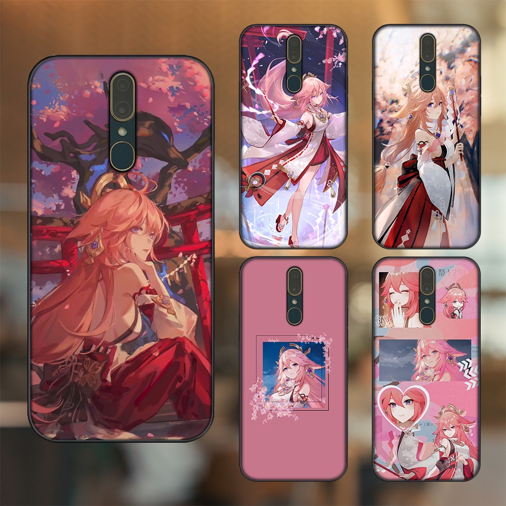 Ốp lưng Oppo F11 viền đen in hình Yae Miko Genshin Impact