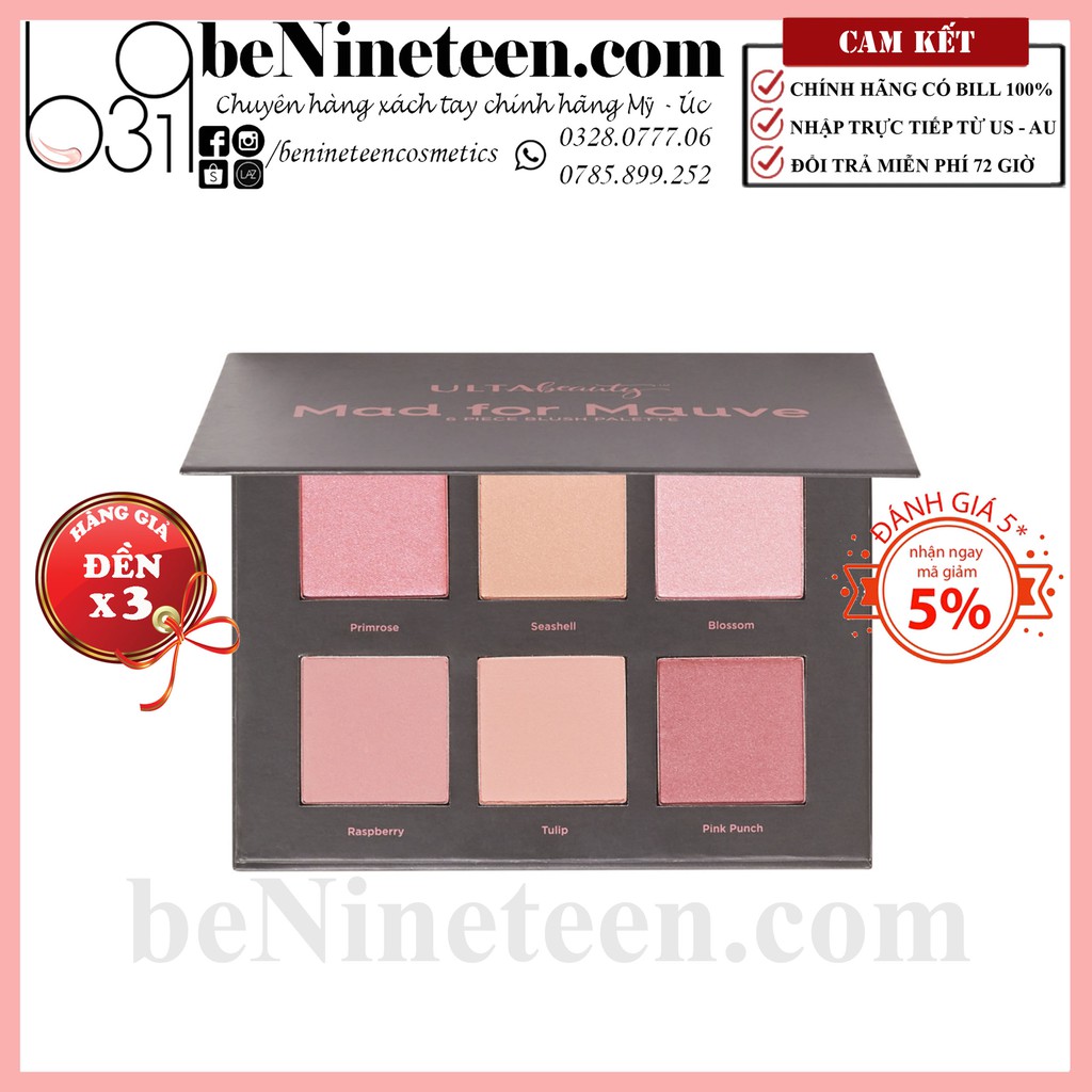 Phấn Má Hồng Ulta Beauty Mad For Mauve Blush Palette [BeNineteen]