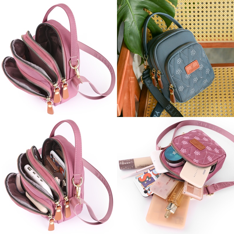 Túi Đeo Chéo Đựng Điện Thoại Họa Tiết Thêu Phong Cách Thời Trang Cho Nữ