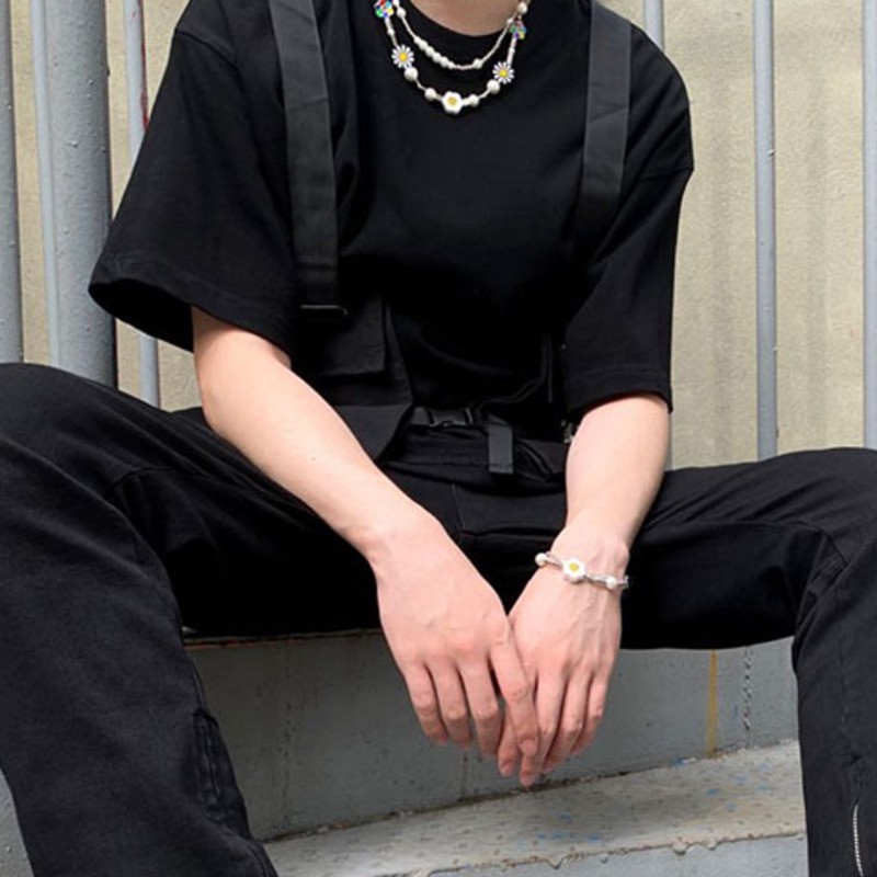 Dây chuyền/Vòng tay mặt hoa cúc và mặt cười làm từ thép titan cao cấp