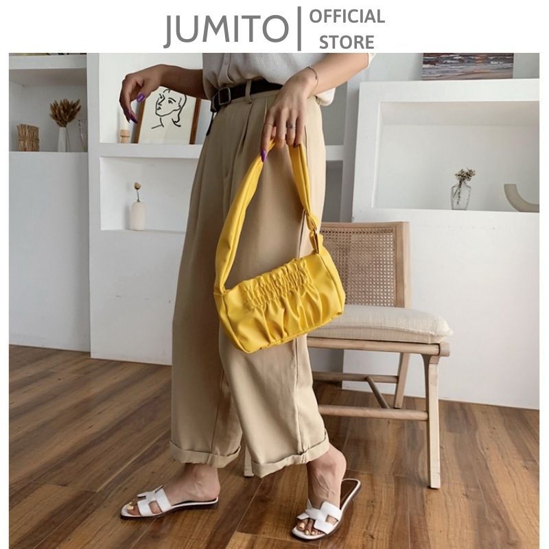 Túi xách nữ đeo vai cầm tay quai da chun dúm nhiều màu hót hít 2022 JUMITO SE687