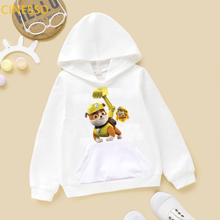 Áo khoác hoodie in hình đội chó cứu hộ paw patrol màu trắng cho bé trai bé gái