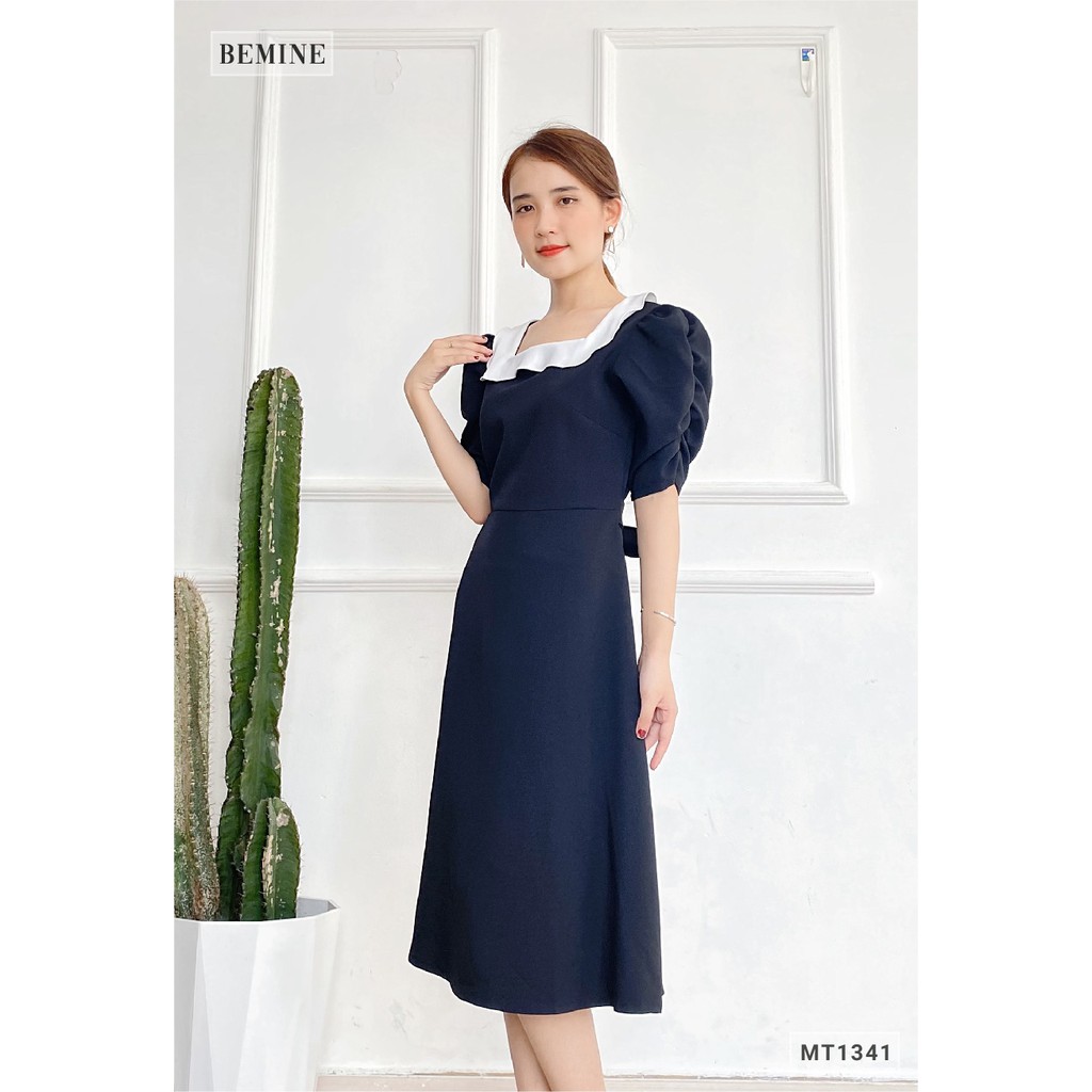 Đầm xòe cổ phối dây eo BEMINE MT1341DEN | BigBuy360 - bigbuy360.vn