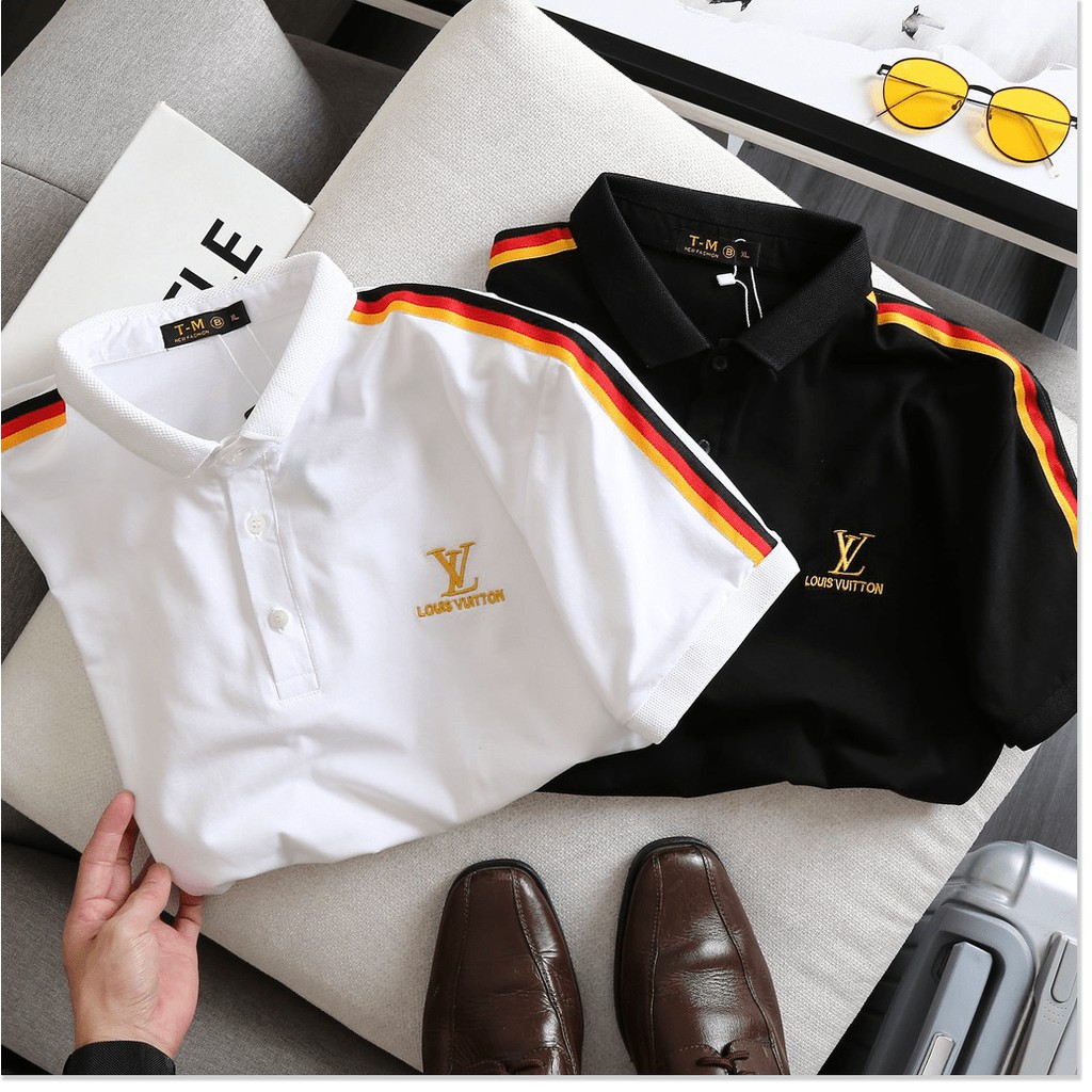 Áo Thun Nam In Thêu Tay Ngắn Cổ Bẻ Hàng Đẹp HP