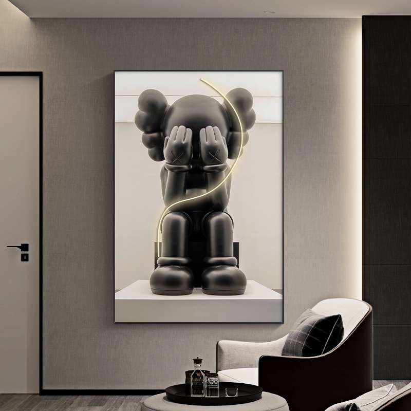 Tranh Treo Tường Tráng Gương 3D Gấu KAWS/ BEARBRICK Treo Phòng Khách/ Phòng Ngủ/ Game Gaming/ làm Quà Tặng
