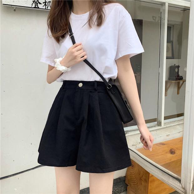 Quần Short Kaki Ống Rộng 🦋 Quần Sooc Cạp Chun Cúc Bấm Dáng Hàn 3 Màu 🦋