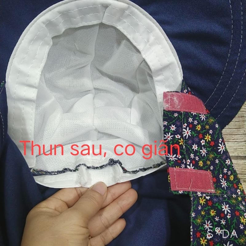 Nón khẩu trang vành rộng họa tiết bông,khóa kéo,3 miếng dán,nhiều màu lựa chọn ,thương hiệu  Cao Cấp Minh Châu