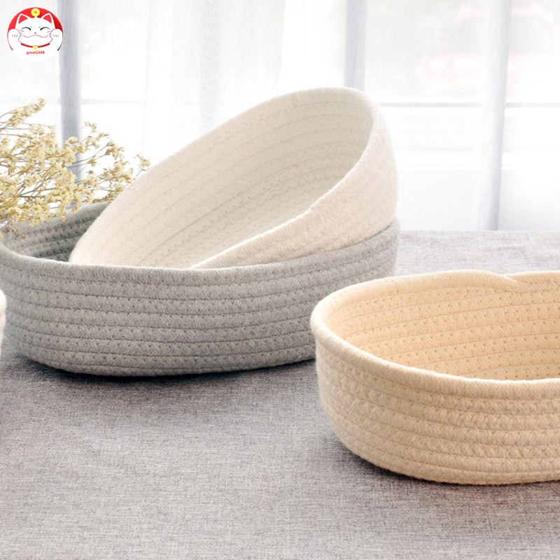 Rổ đan len bằng vải cotton để đựng đồ trong văn phòng tiện dụng