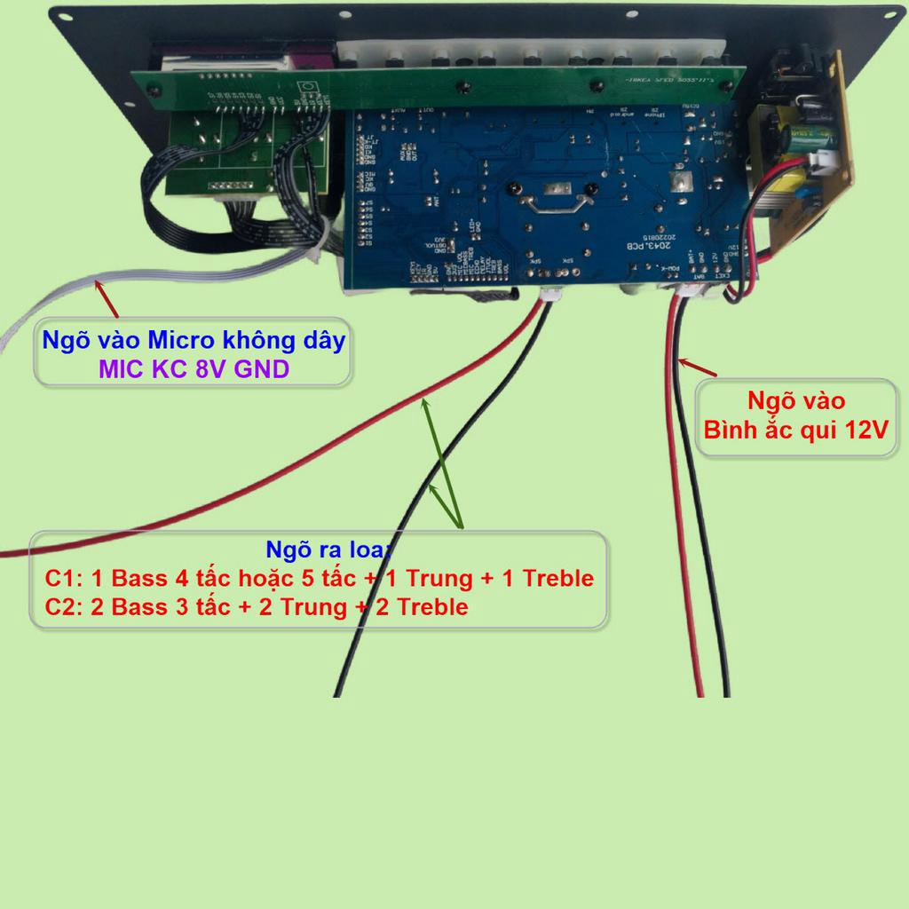 Mạch loa kéo 4 tấc đơn LIVESTREAM DSP REVERB – ECHO CHỐNG HÚ IC CS3855 170W – 300W kèm Micro