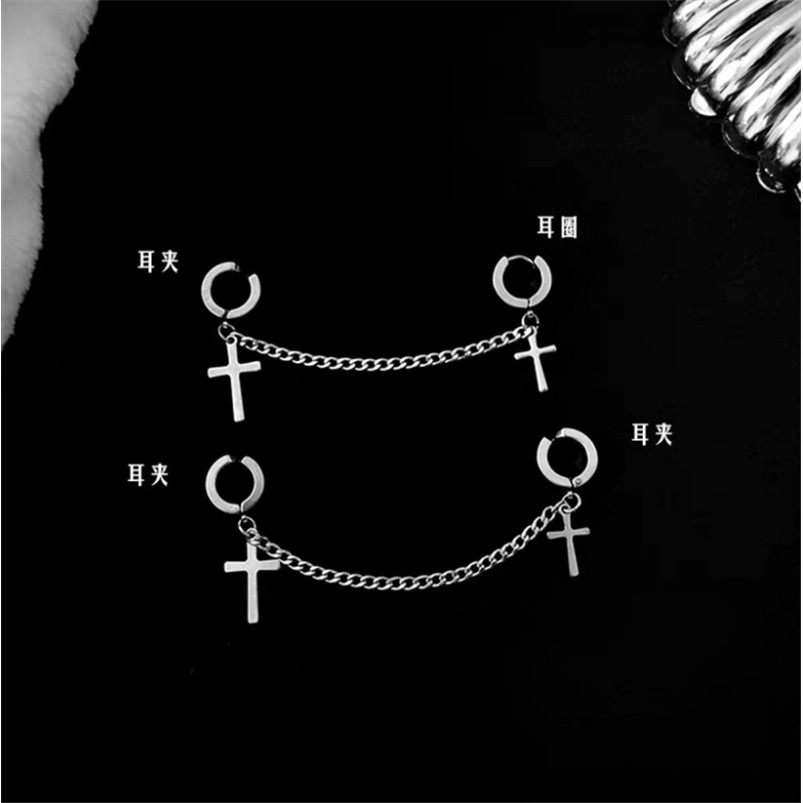 Khuyên tai kẹp vành tai hình chữ thập thời trang cá tính dành cho nam và nữ 22156