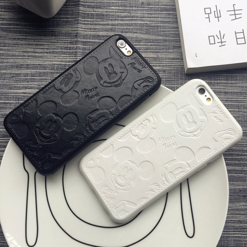 Ốp điện thoại màu đen/trắng in hình chuột mickey dễ thương cho iPhone 6 7 8 6s Plus X XR XS MAX