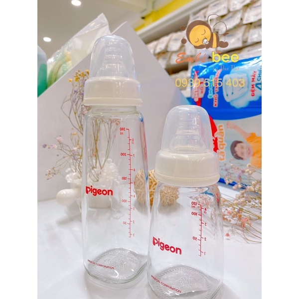 Bình Sữa Thuỷ Tinh Pigeon Cổ Hẹp 120/240ml Cho Bé