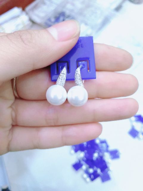 Bông tai ngọc nhân tạo chốt bạc ta(nhiều size)_Van jw