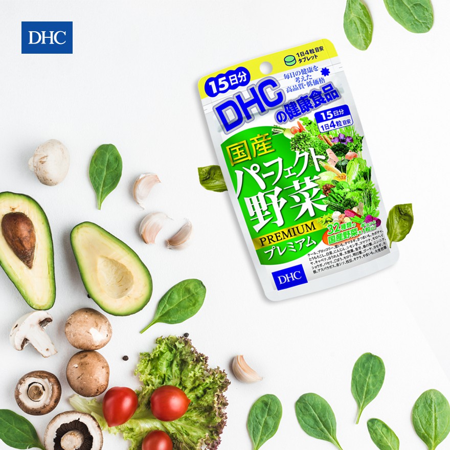 Thực Phẩm Bảo Vệ Sức Khỏe DHC Perfect Vegetable Premium Japanese Harvest Bổ Sung Chất Xơ 60v 34.2g