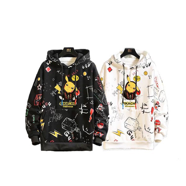 Áo Hoodie Nam Dài Tay ⚡ FREESHIP ⚡  Áo khoác hoodie nam Có Mũ Trùm Túi Bụng Họa Tiết Pikachu đẹp