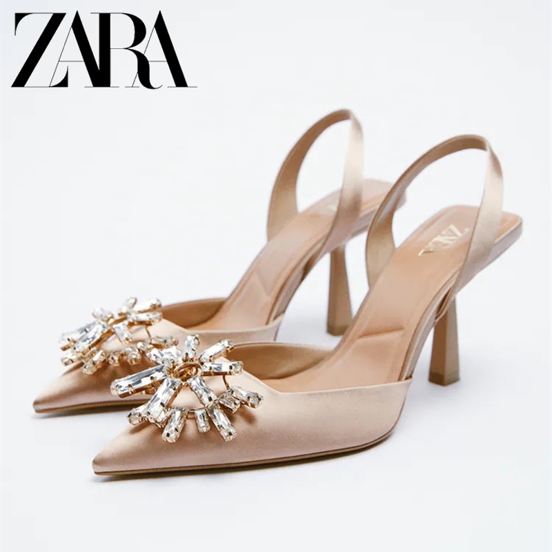 Zara Giày Mũi Nhọn Đính Đá Thời Trang Dành Cho Nữ