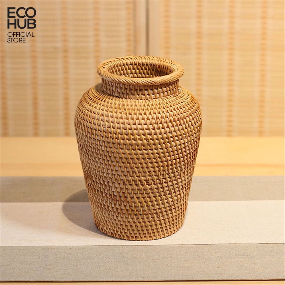 Bình hoa mây ECOHUB, bình hoa khô phòng khách,phòng ngủ, hoa trang trí (Rattan Flower Basket)