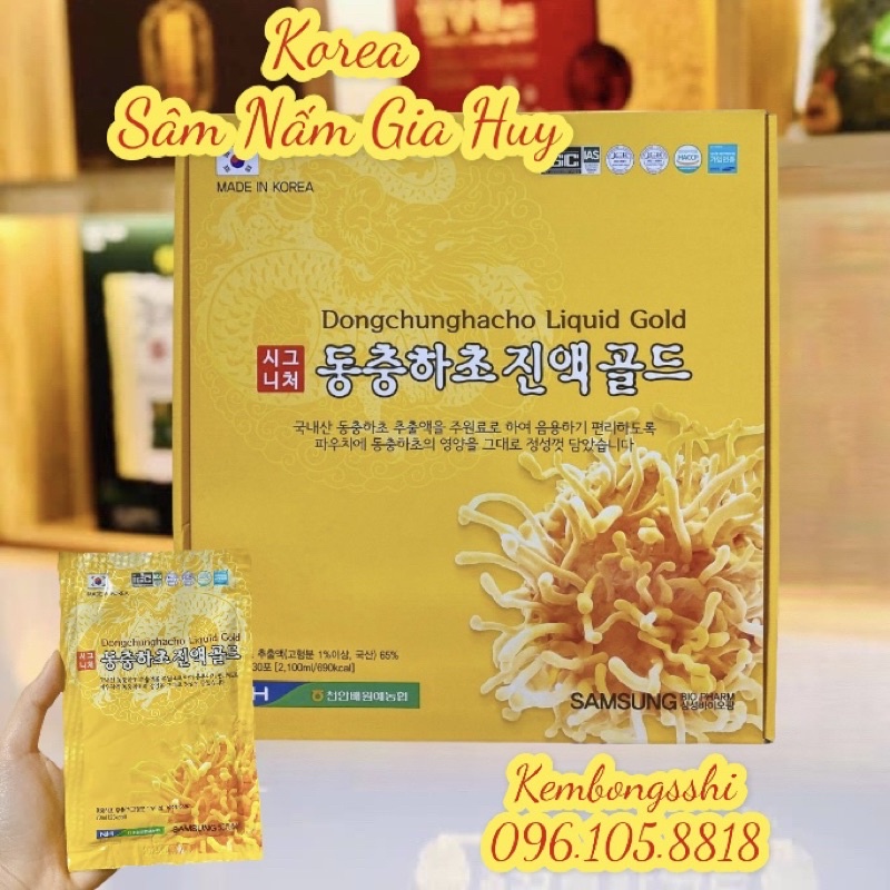 [HÀNG MỚI] Nước Đông Trùng Hạ Thảo Cao Cấp Hàn Quốc, Hộp Vàng 30 Gói