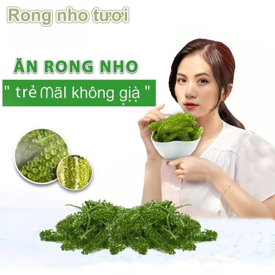 Rong Nho Yukibudo và rong nho tách nước Green Food nở ra rong nho tươi ngon giòn