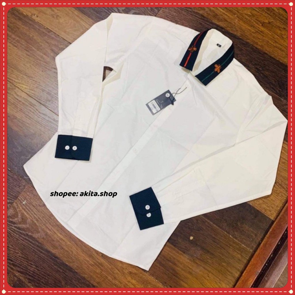𝙎𝙞𝙚̂𝙪 𝙎𝙖𝙡𝙚 SƠ MI NAM DÀI TAY THÊU HOẠ TIẾT MÀU TRẮNG, HÀNG QUẢNG CHÂU CAO CẤP