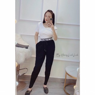 Quần bomber nhăn cạp chữ