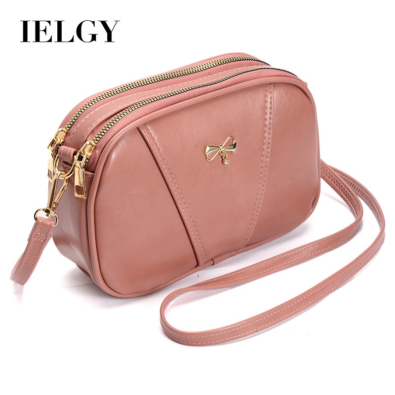 Túi đeo vai IELGY hình vuông cỡ lớn đính nơ phong cách Hàn Quốc dành cho nữ