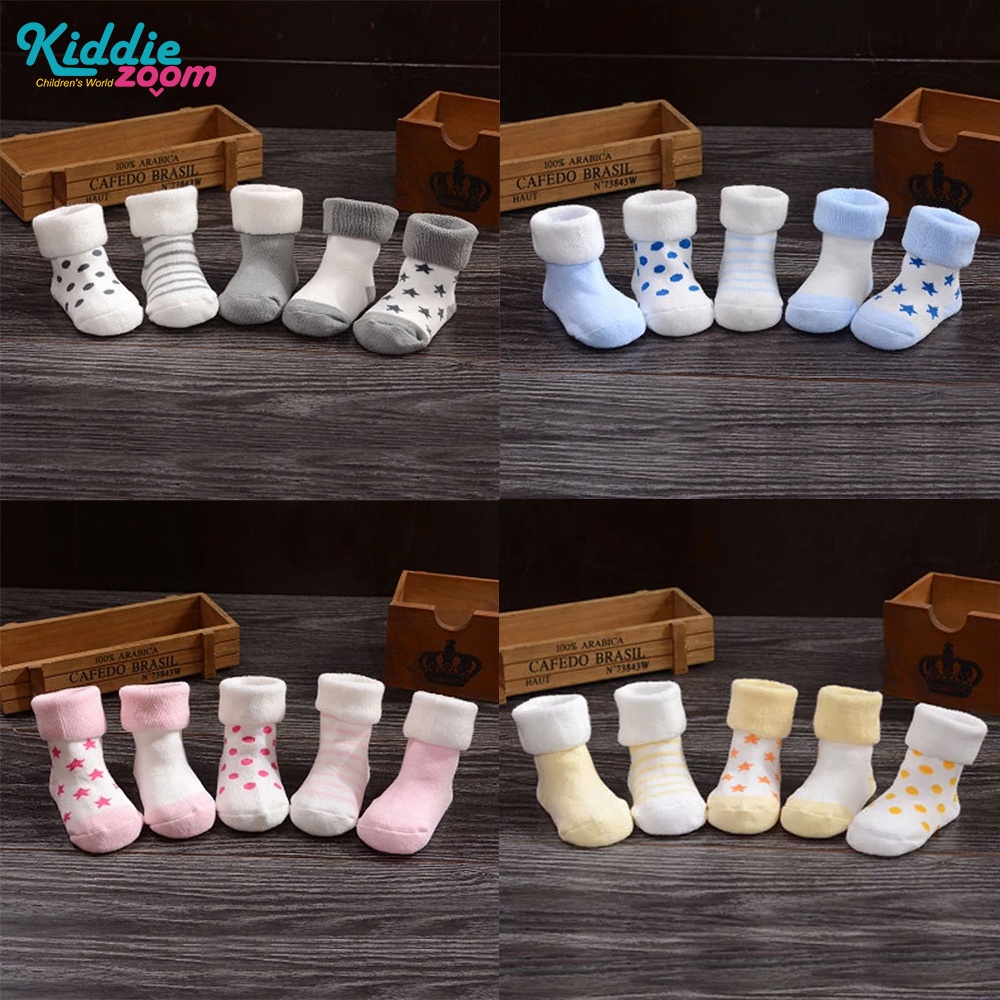 Set 5 Đôi Vớ Cotton Chống Trượt Dễ Thương Cho Bé