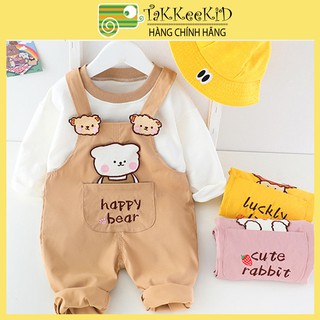 Bộ thu đông cho bé bộ quần yếm áo thun dài tay cực xinh cho bé thời trang cao cấp