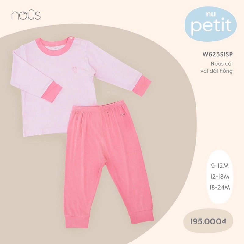 Bộ cài vai dài tay petit hoạ tiết cho bé Nous