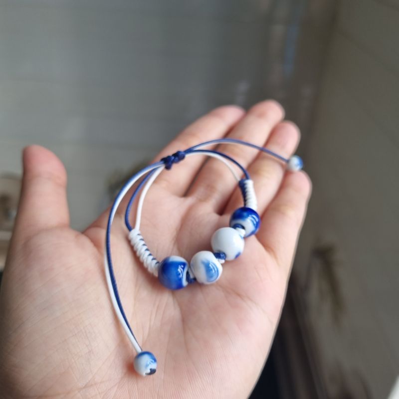 Vòng tay gốm tráng men dây rút tùy chỉnh độ rộng