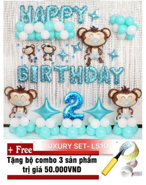 Set bóng  trang trí sinh nhật cho bé trai tuổi khỉ. LS10