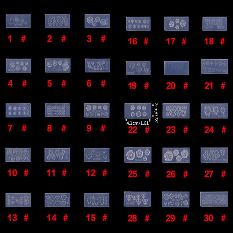 Set 30 Khuôn Silicone Tạo Hình Hoa 3D Trang Trí Móng Tay DIY