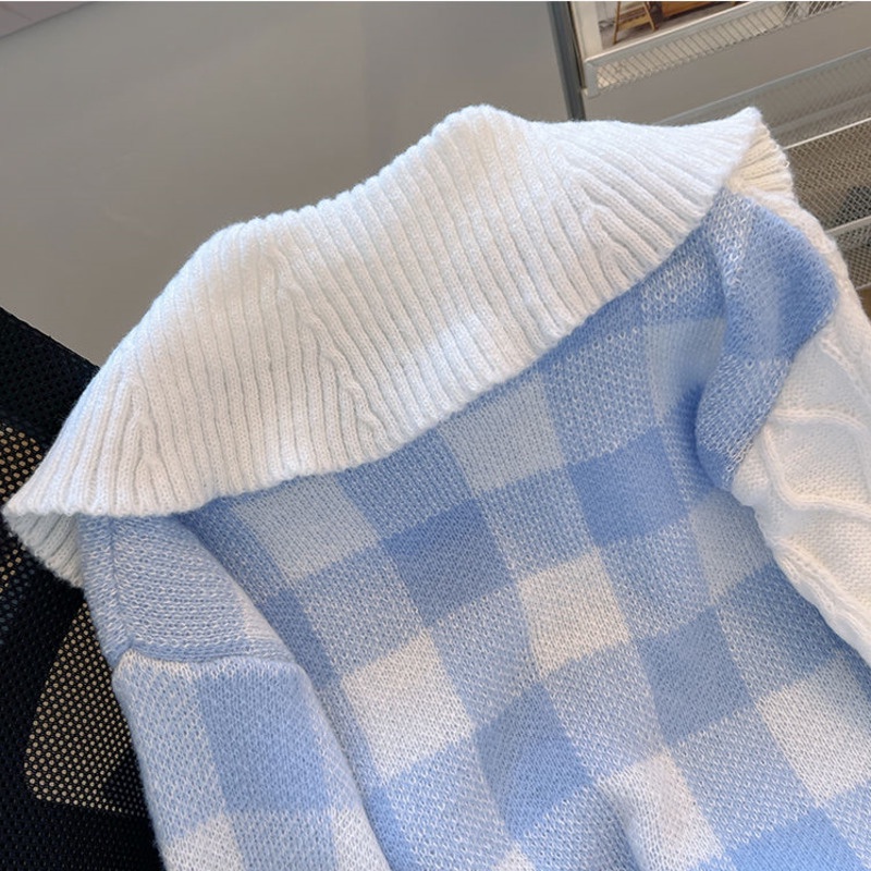 Salt sweet wear Áo sweater Mềm Mại Màu Xanh Sữa Sang Trọng Thời Trang Mùa Thu Cho Nữ