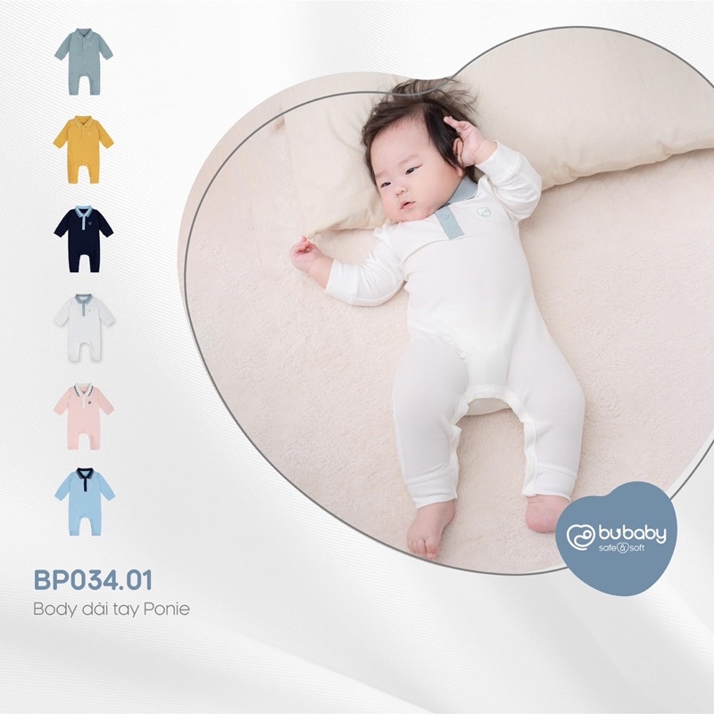Body Dài Tay Ponie Bubaby, Bộ Liền Thân Bé Trai, Bé Gái Dài Tay