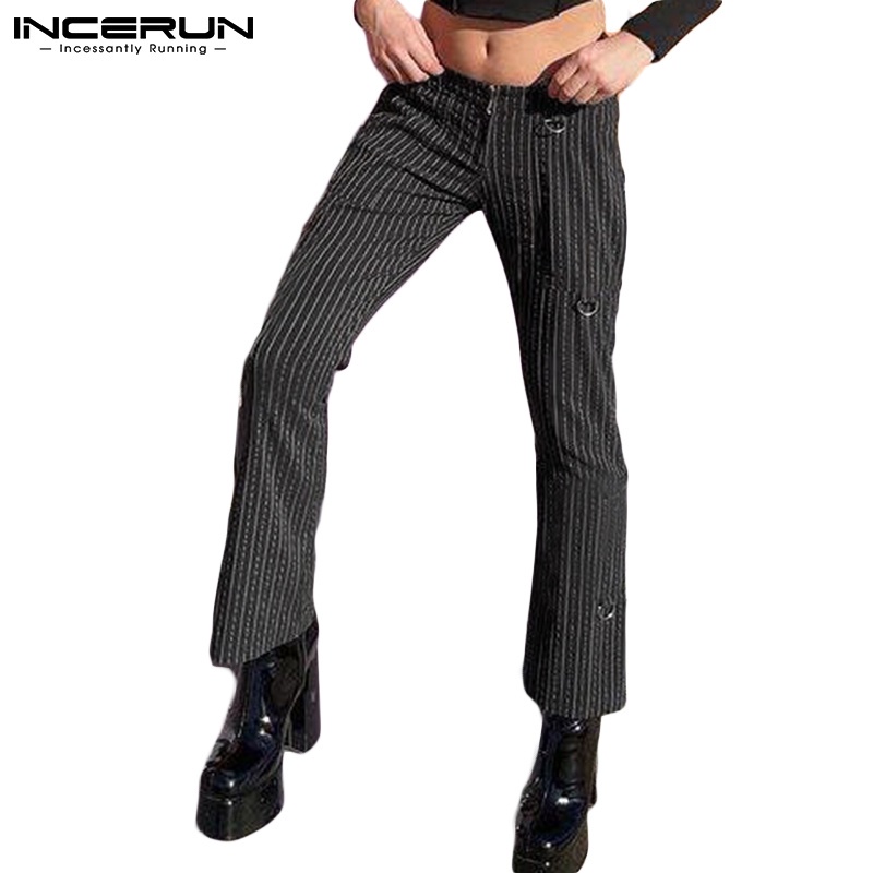Quần dài INCERUN họa tiết sọc lưng cao thời trang dành cho nam