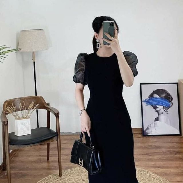 Váy dáng dài tay bồng
