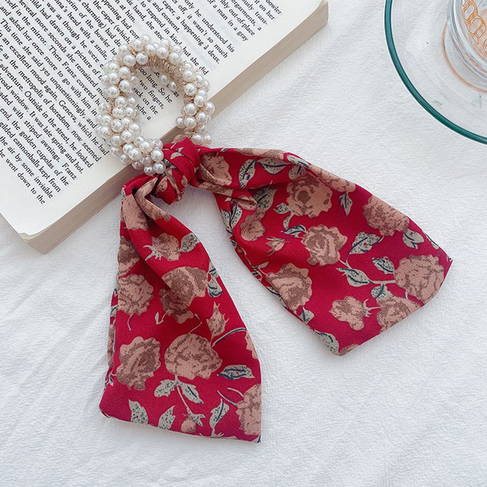 Dây buộc tóc cao su nhiều lớp đính ngọc trai giả nhiều màu sắc phong cách Hàn Quốc cổ điển cho nữ