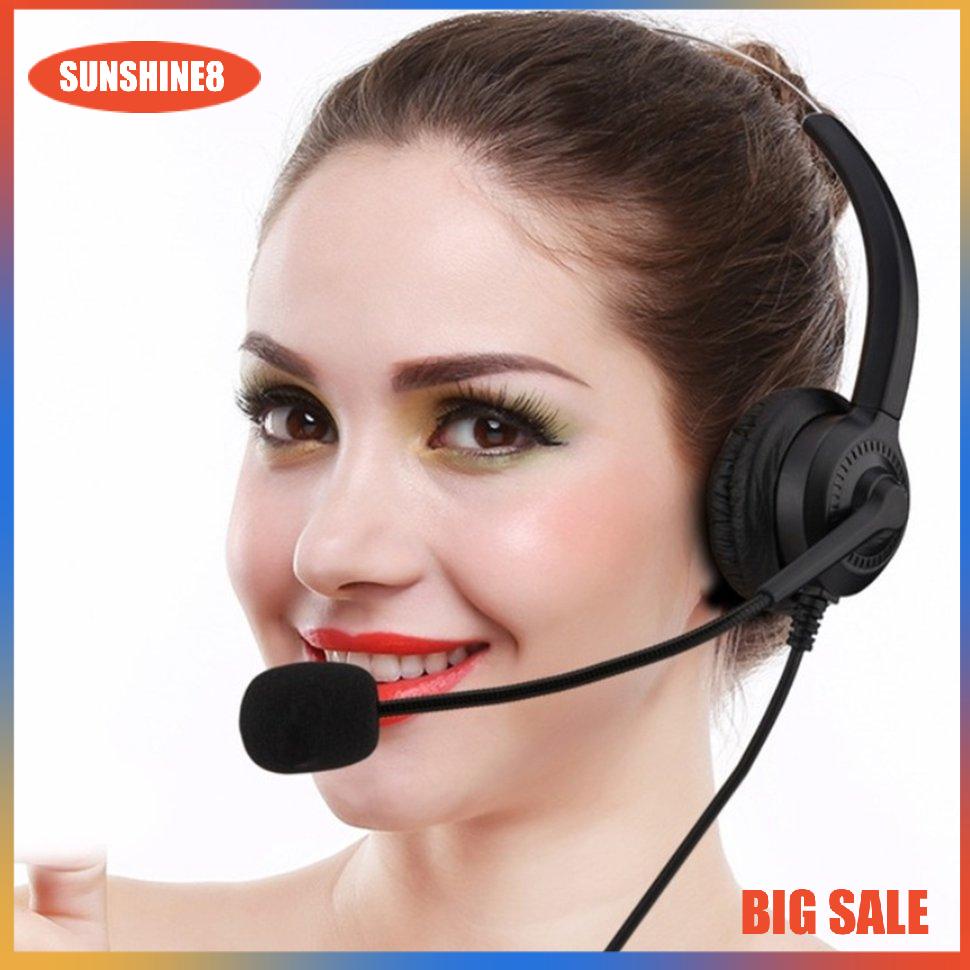 【SUN】Crystal Headphone Call Centre Noise Headset With Microphone Headset Call