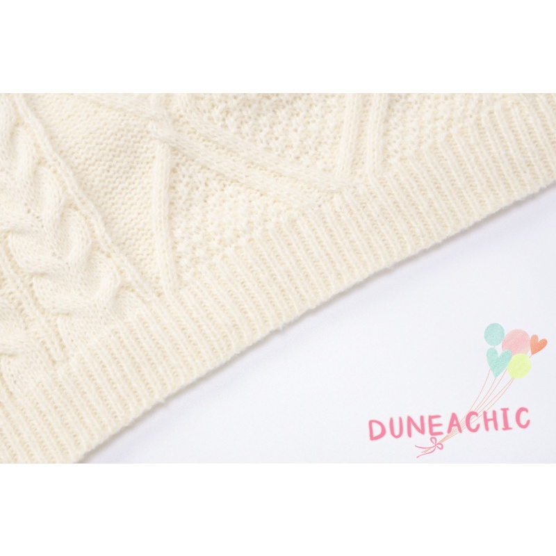 DUNEA Áo Sweater Dệt Kim Tay Dài Cổ Tròn Dáng Rộng Kiểu Đường Phố Cá Tính Cho Nữ