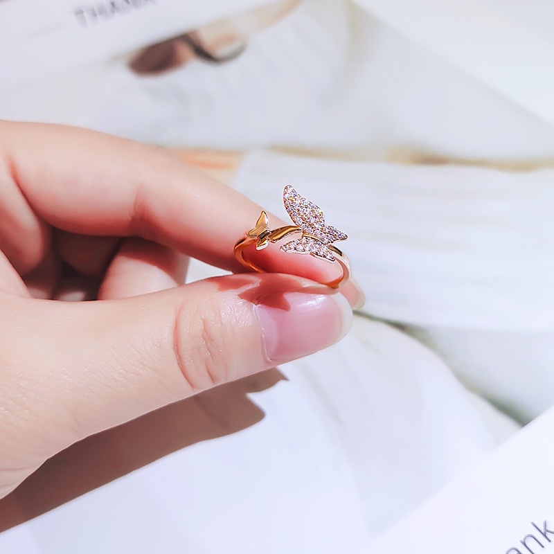 [Jiudoulan] Nhẫn Hình Bướm Thời Trang Hàn Quốc Đơn Giản Dễ Phối Đồ Có Thể Điều Chỉnh