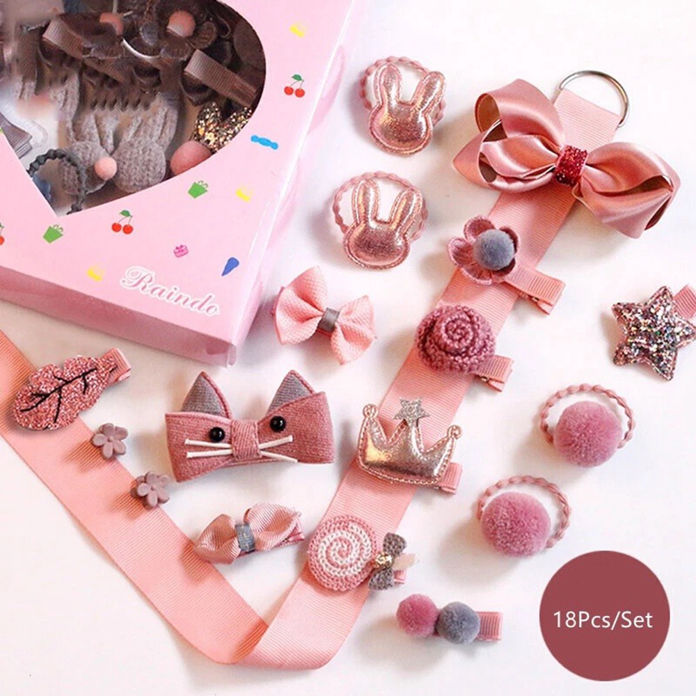 Set 18 Kẹp Tóc Nơ Thời Trang Cho Bé Gái
