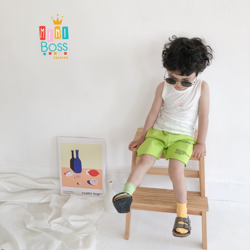 Quần thun nỉ da cá cho bé trai MiniBoss | Quần sooc thun bé trai